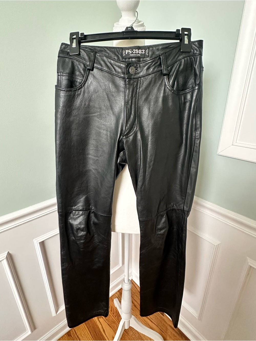 Periscope Vintage 90’s Black Genuine Leather Bootcut Pants Size 5 Moto Biker
